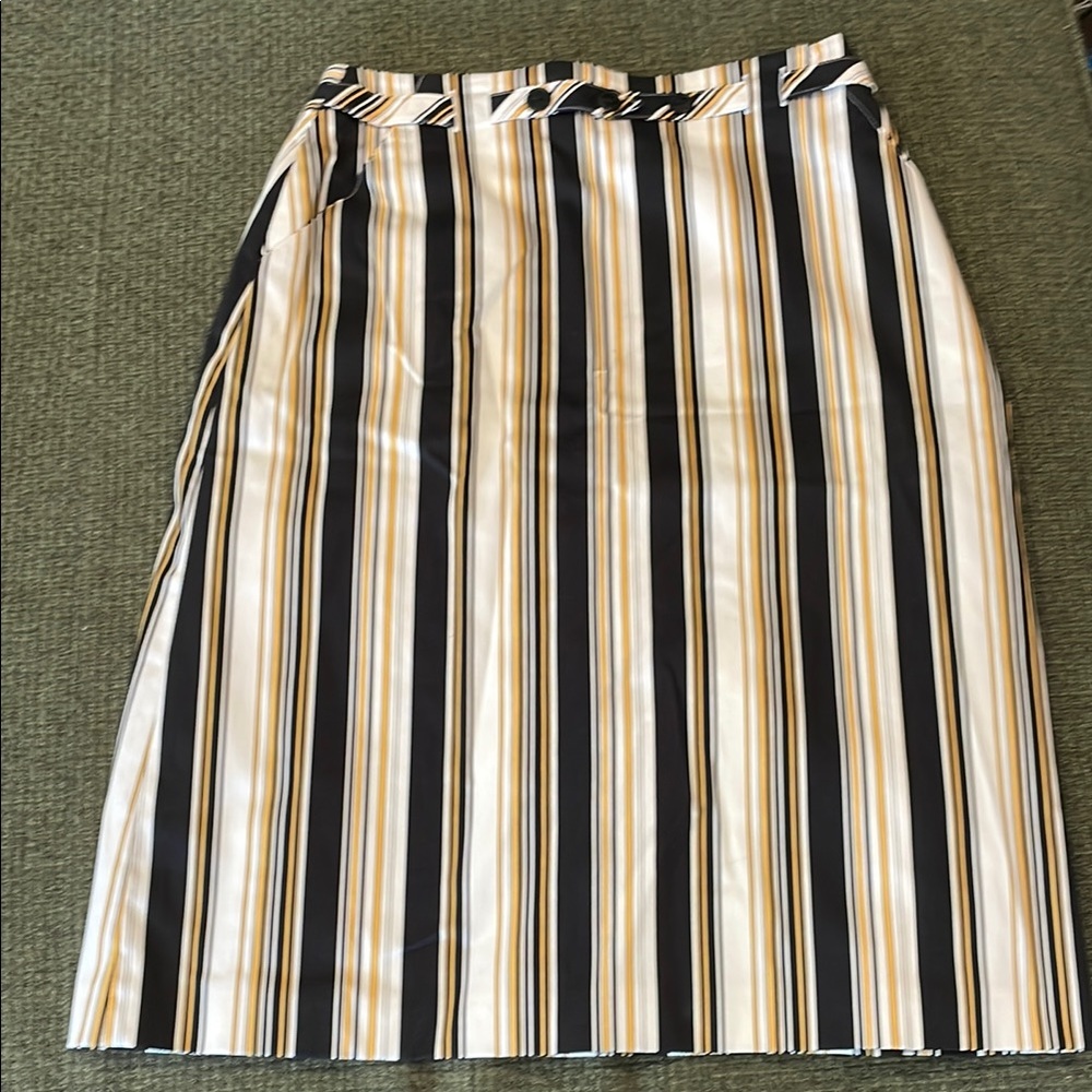 Eugen Klein Striped Women's Skirt in Black, White, and Yellow (sz 38)